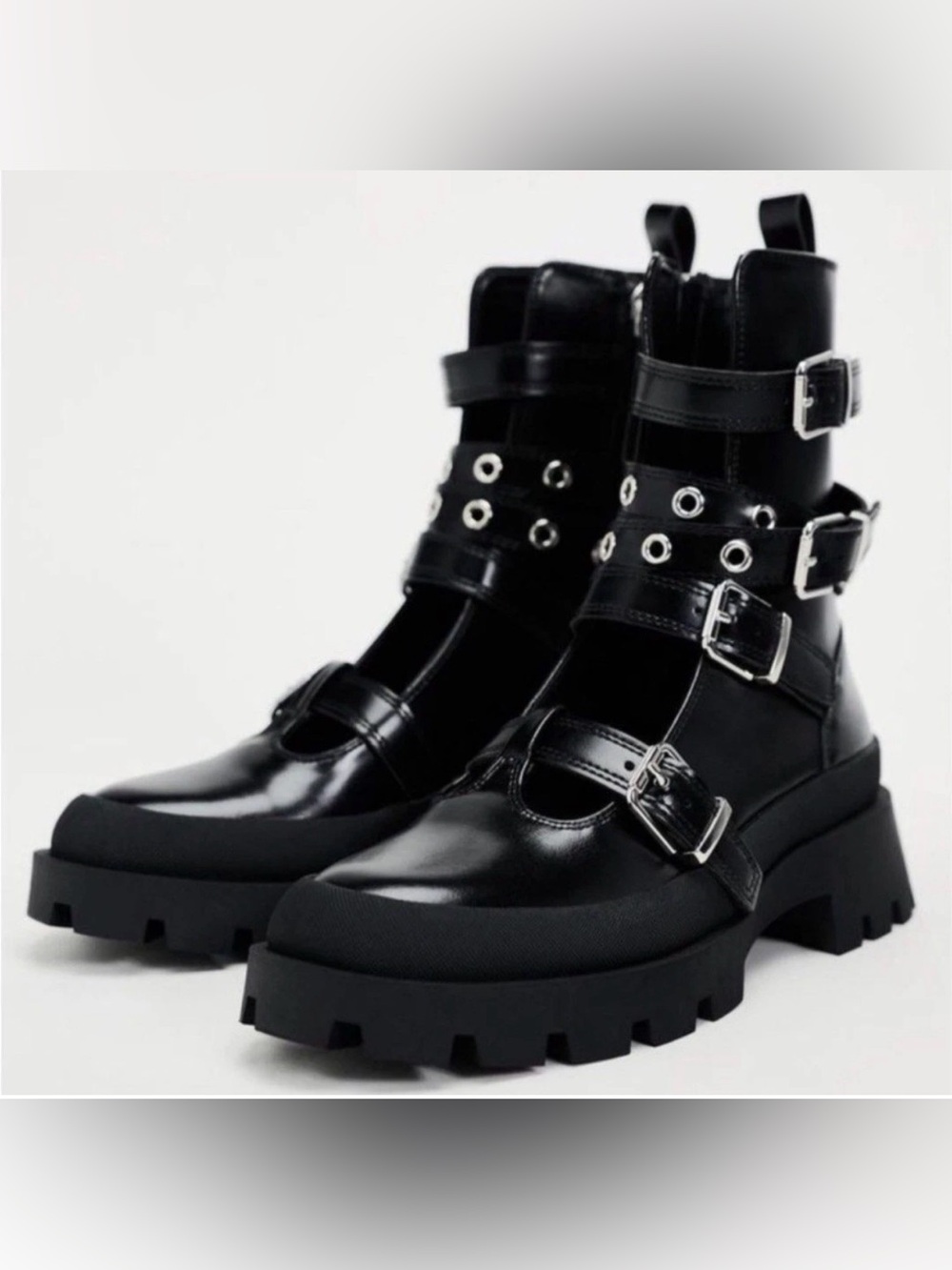 Zara Buckled Combat Boots